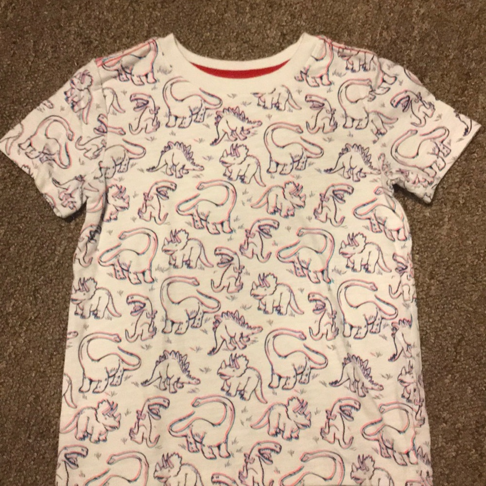 Shirt has dinosaurs looks 3-D been worn once